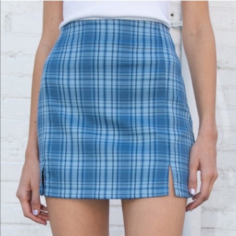 Brandy Melville Cara Skirt Blue Plaid